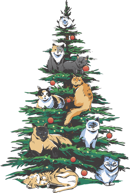 Karácsonyi Póló - Christmas Tree With Cats