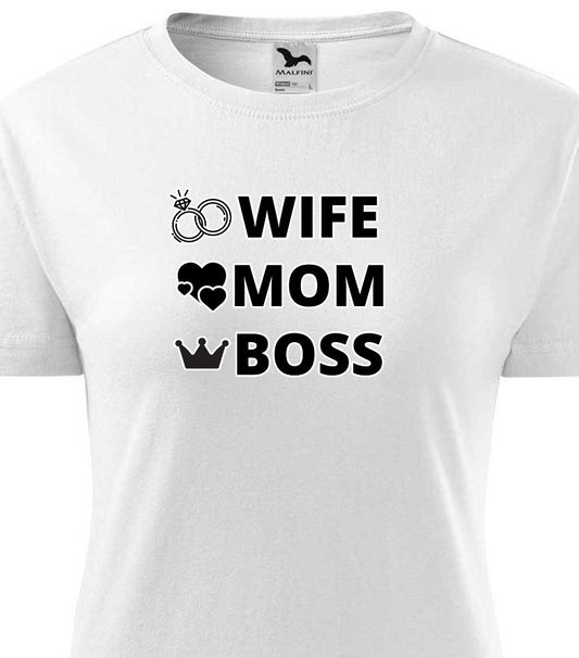 Wife Mom Boss női technikai póló